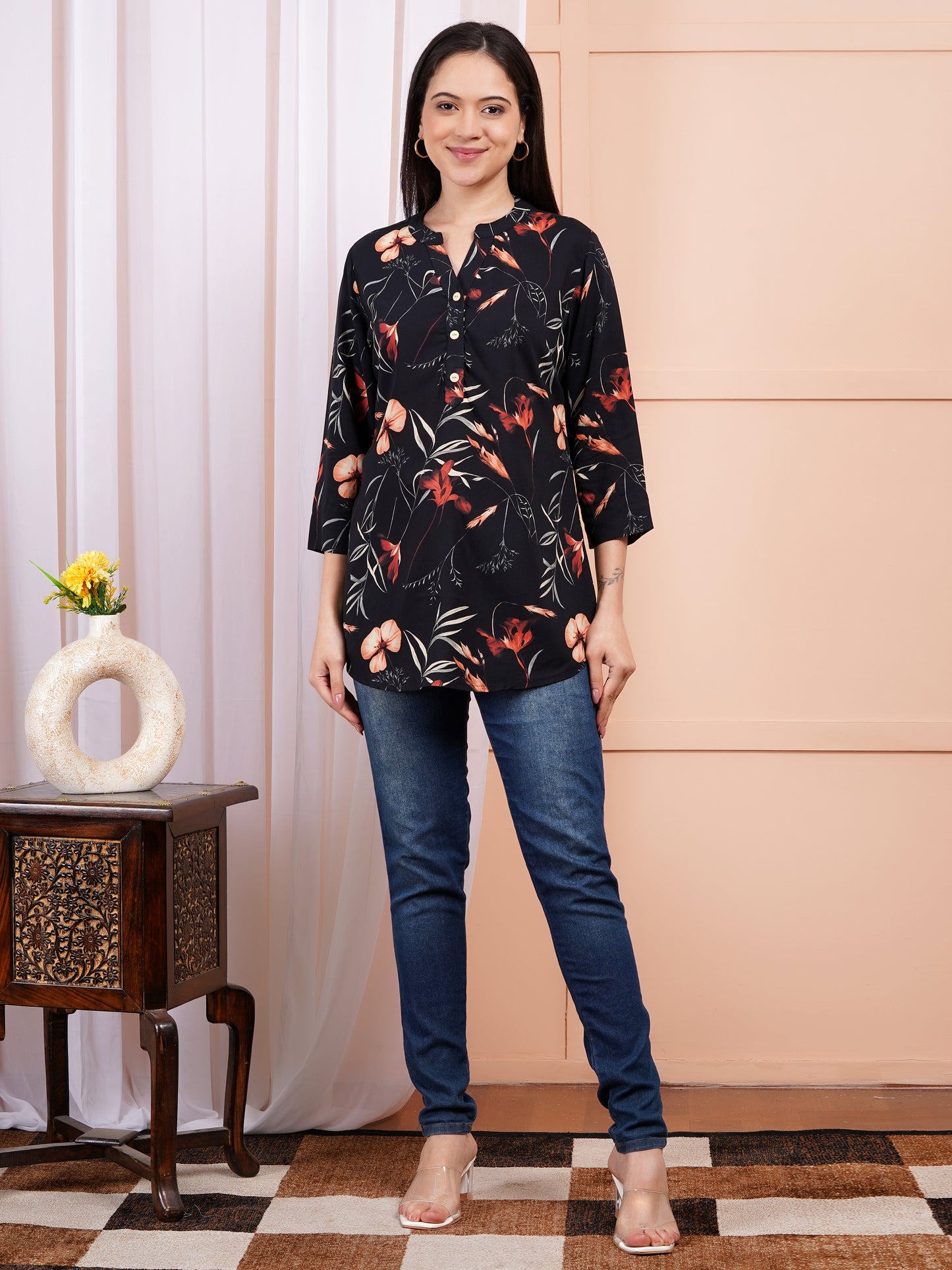 Dark Bloom Print Top