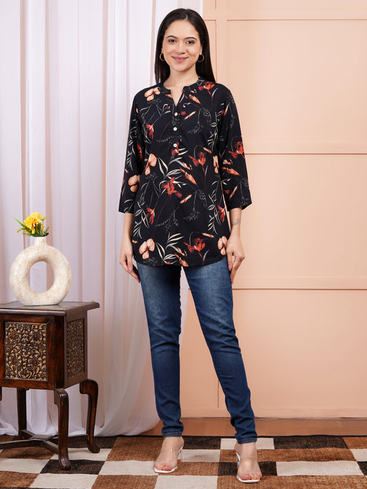 Dark Bloom Print Top