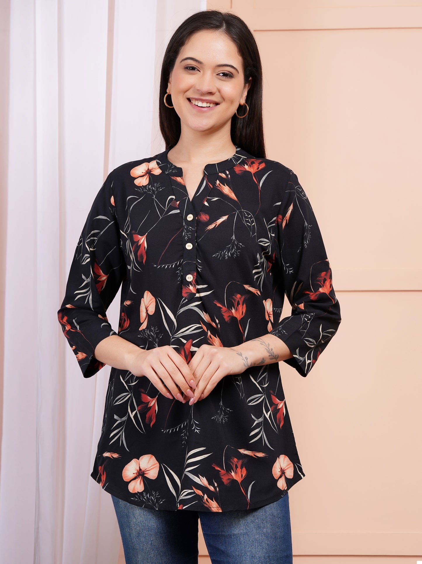 Dark Bloom Print Top