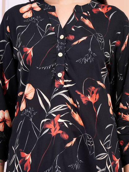 Dark Bloom Print Top