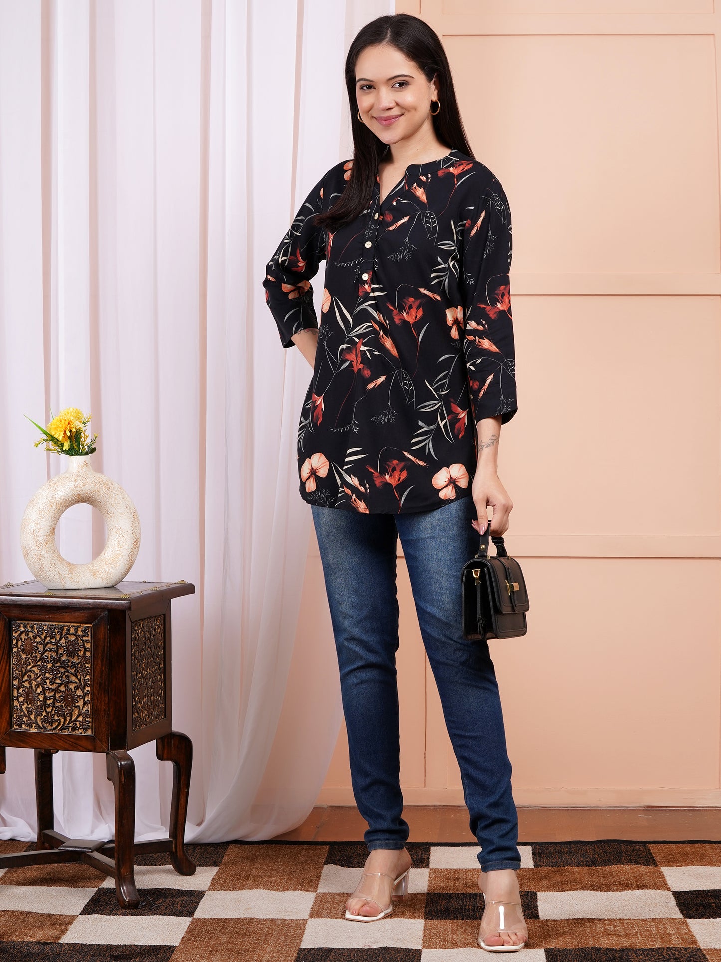 Dark Bloom Print Top