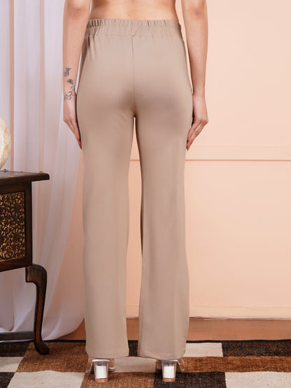 Classic Beige Bell-Bottom Pants
