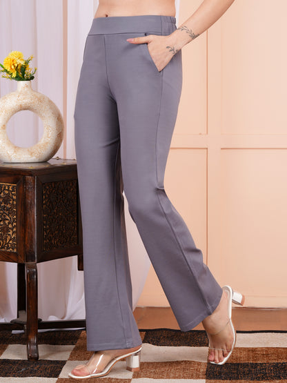 Classic Light Gray Bell-Bottom Pants