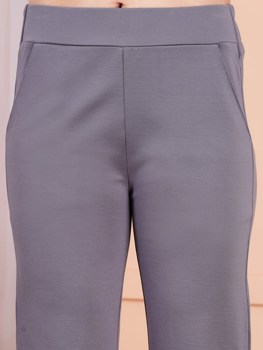 Classic Light Gray Bell-Bottom Pants