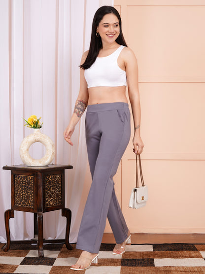 Classic Light Gray Bell-Bottom Pants
