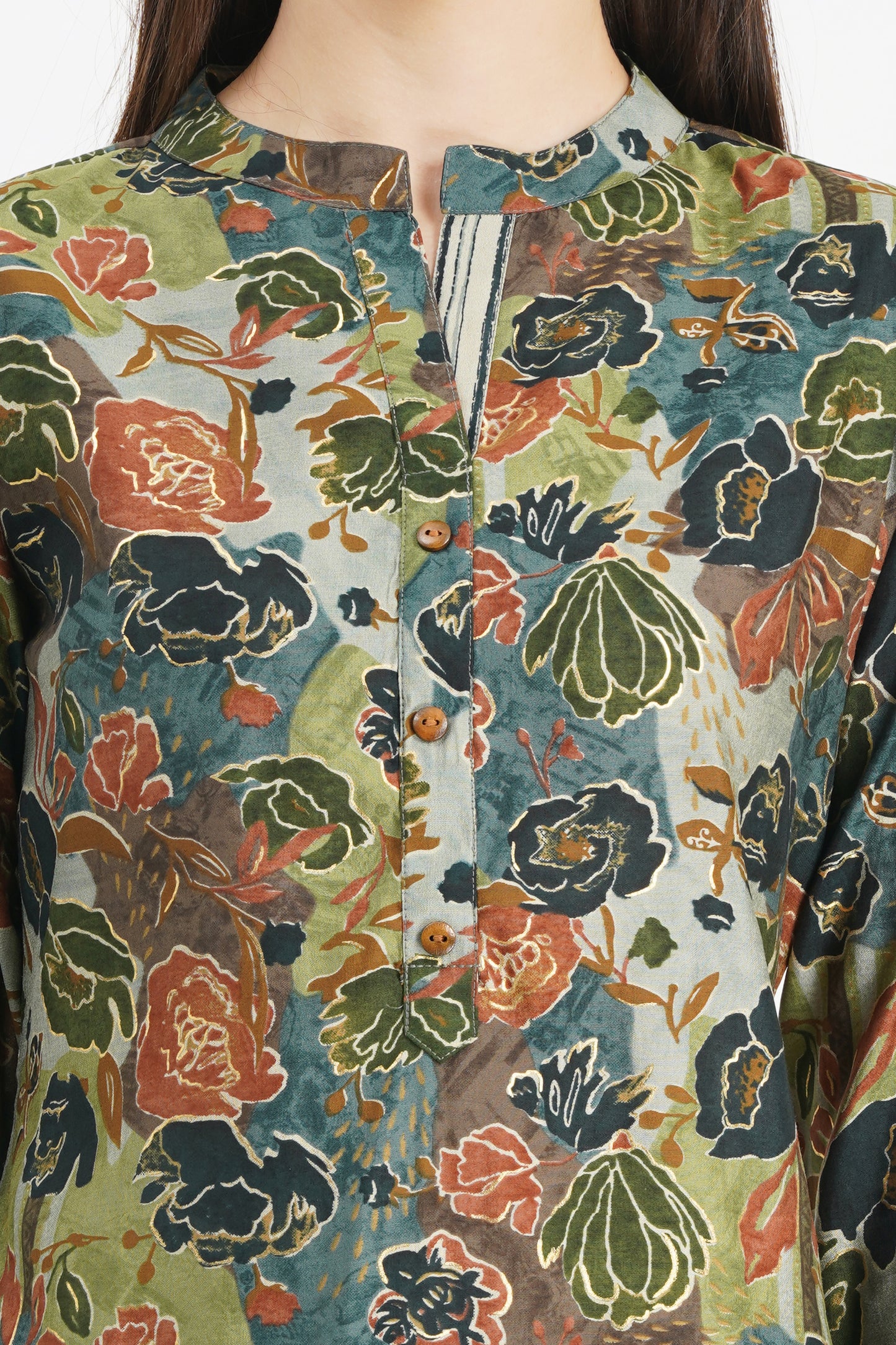 Stylish Floral Kurta with Striped Pants and Dupatta