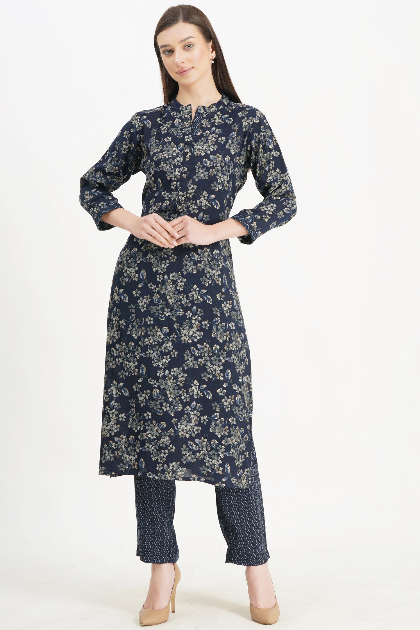 Elegant Floral Design Pant Suit with Dupatta