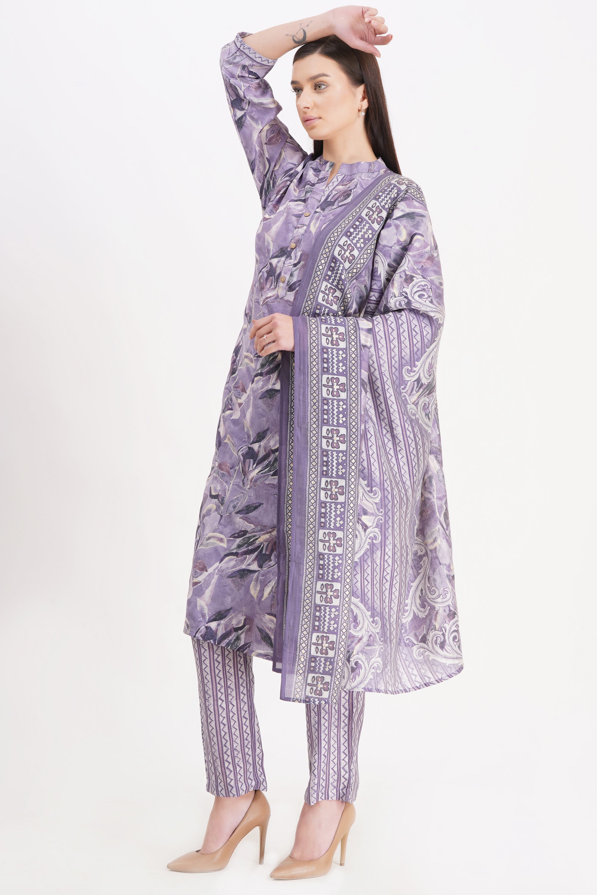 Lavender Elegance Kurta Set with Dupatta