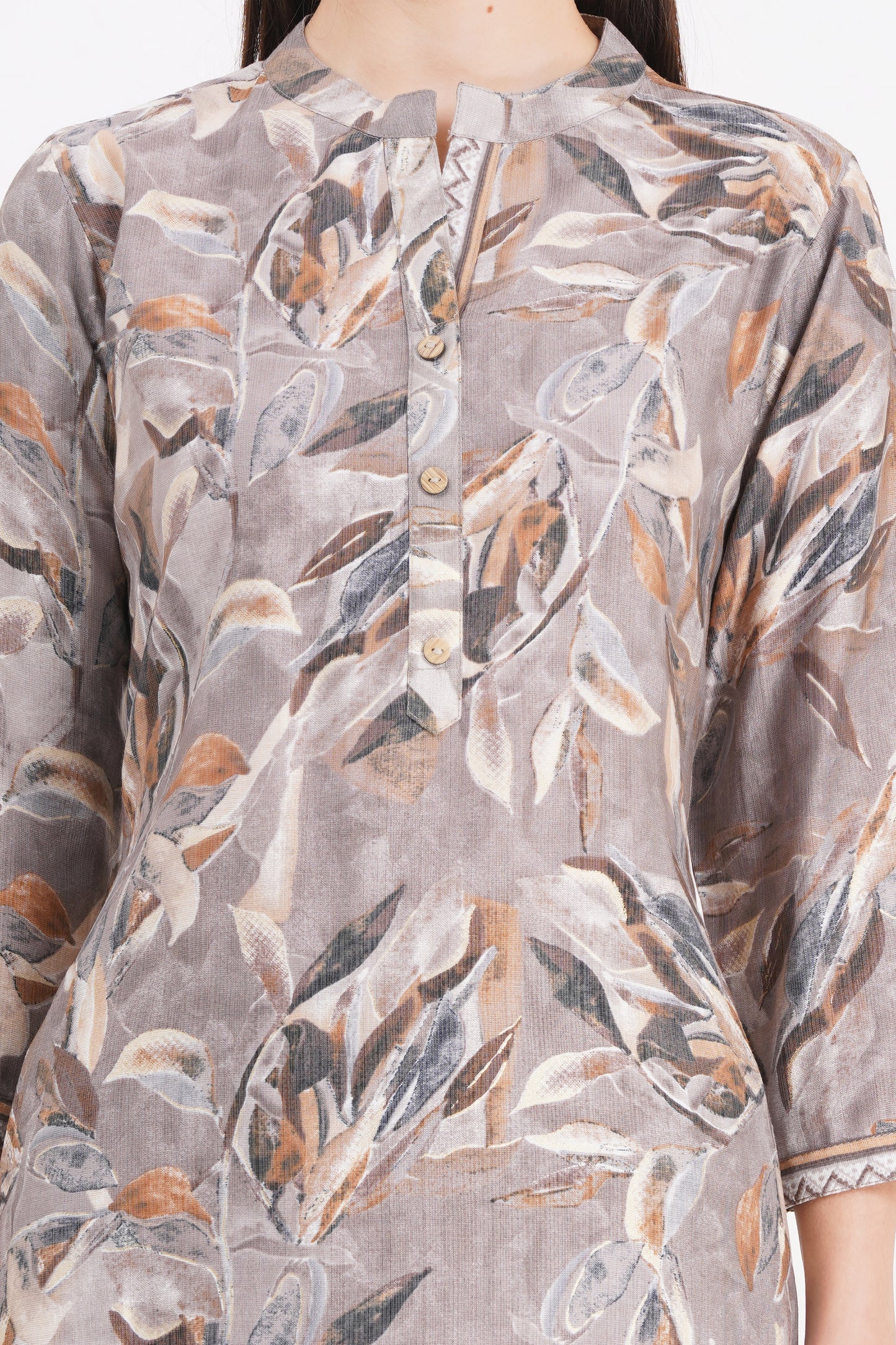 Elegant Grey Printed Kurta Set with Dupatta