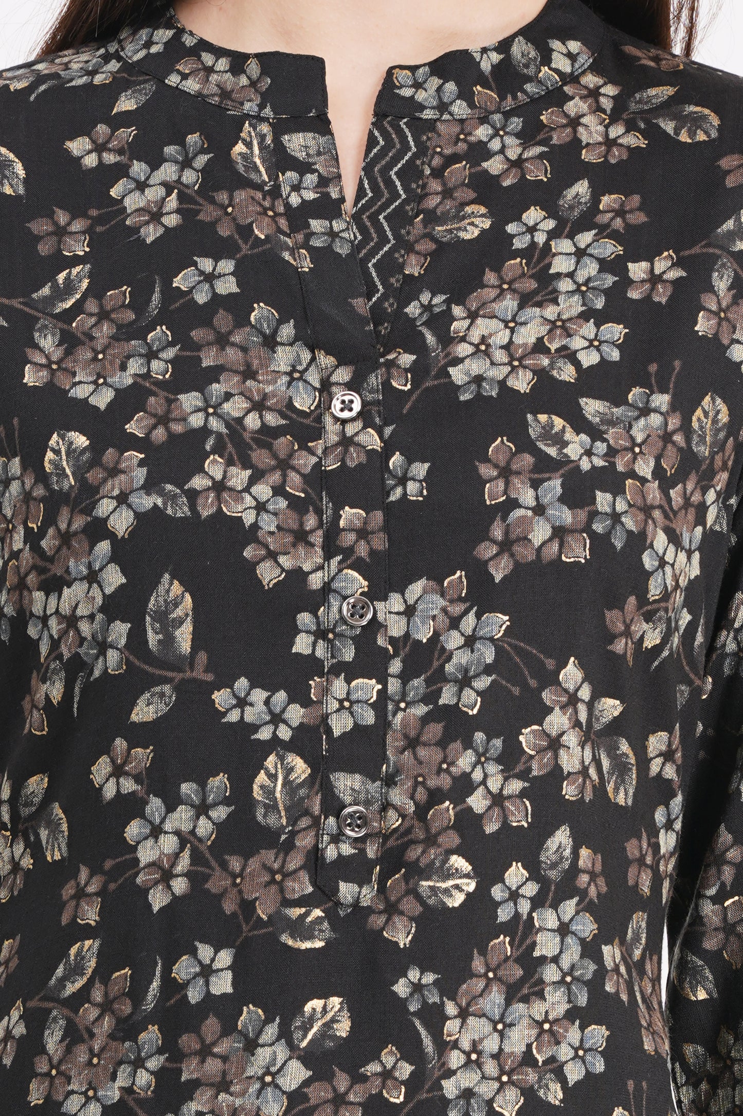 Elegant Black Floral Printed Kurta Set with Dupatta