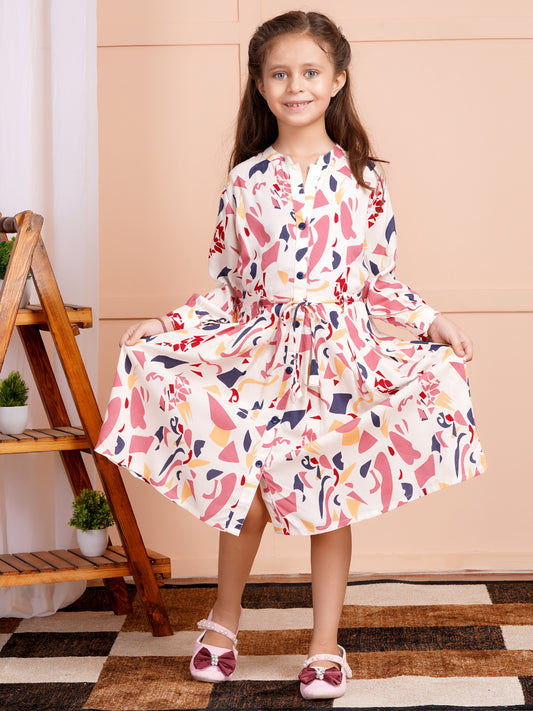 Candy Blush Belted Girl's Dress