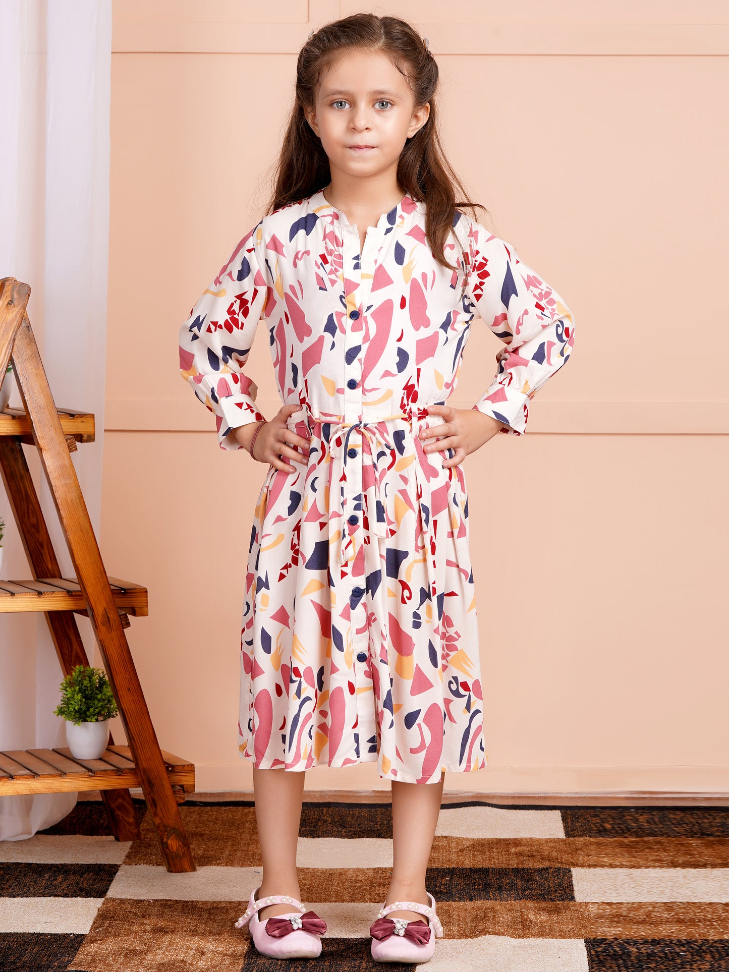 Candy Blush Belted Girl's Dress