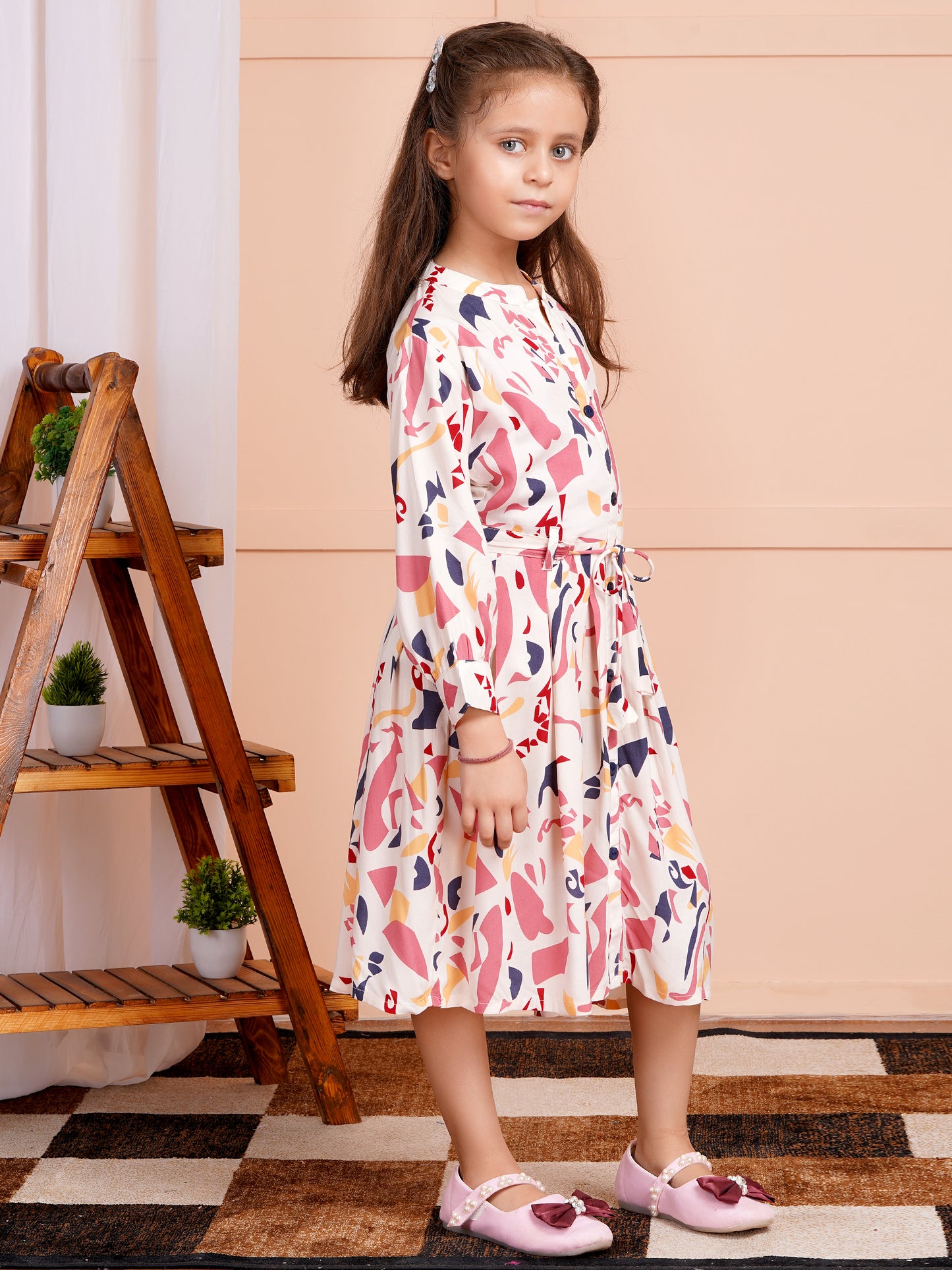 Candy Blush Belted Girl's Dress