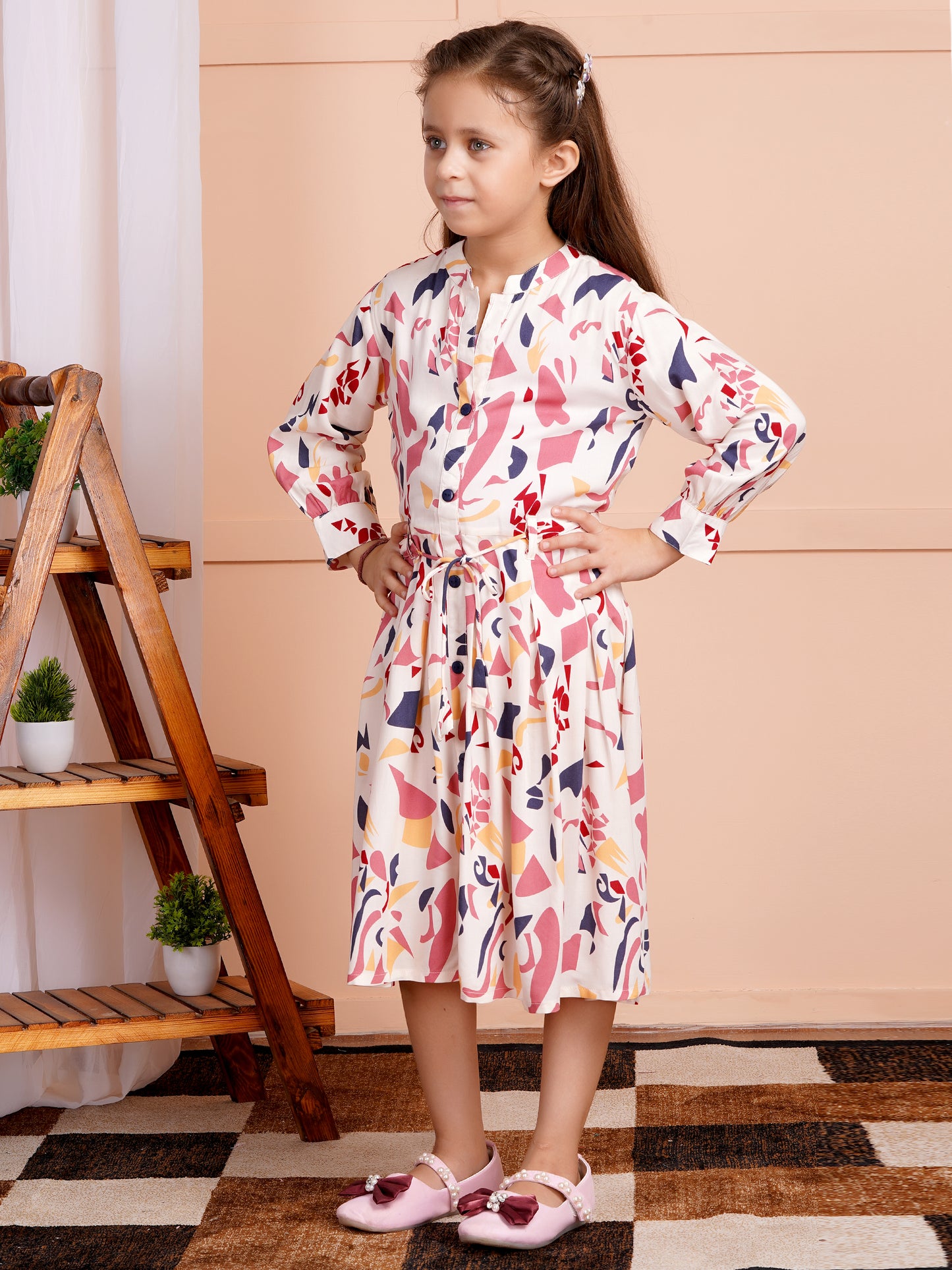 Candy Blush Belted Girl's Dress