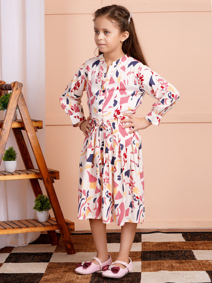 Candy Blush Belted Girl's Dress