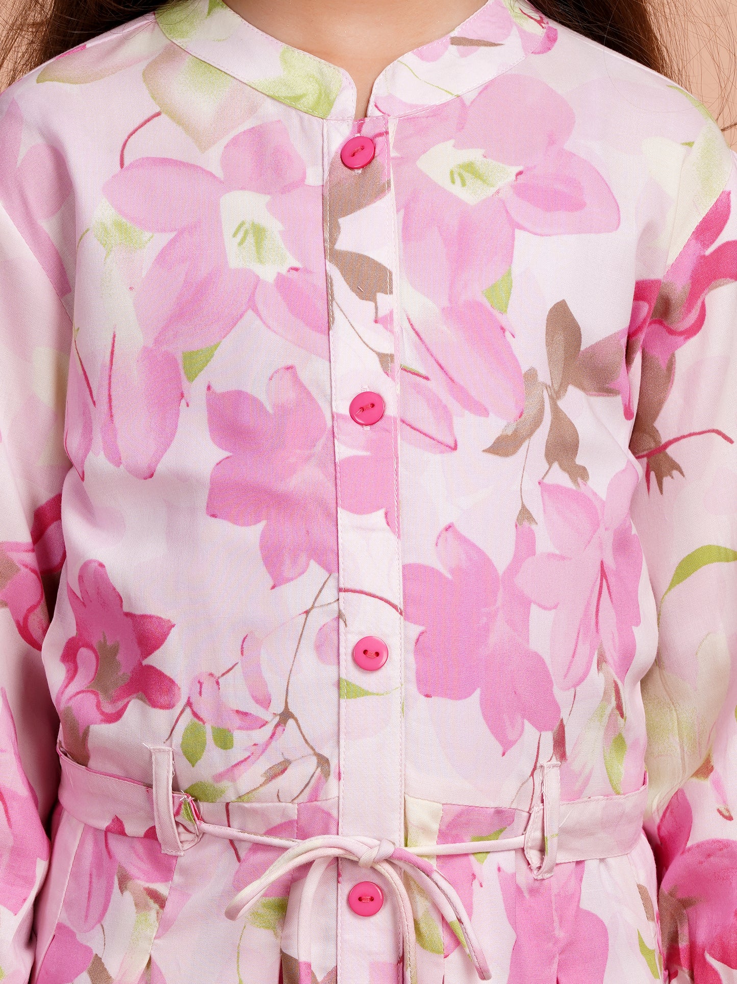 Petal Glow Belted Girl's Dress