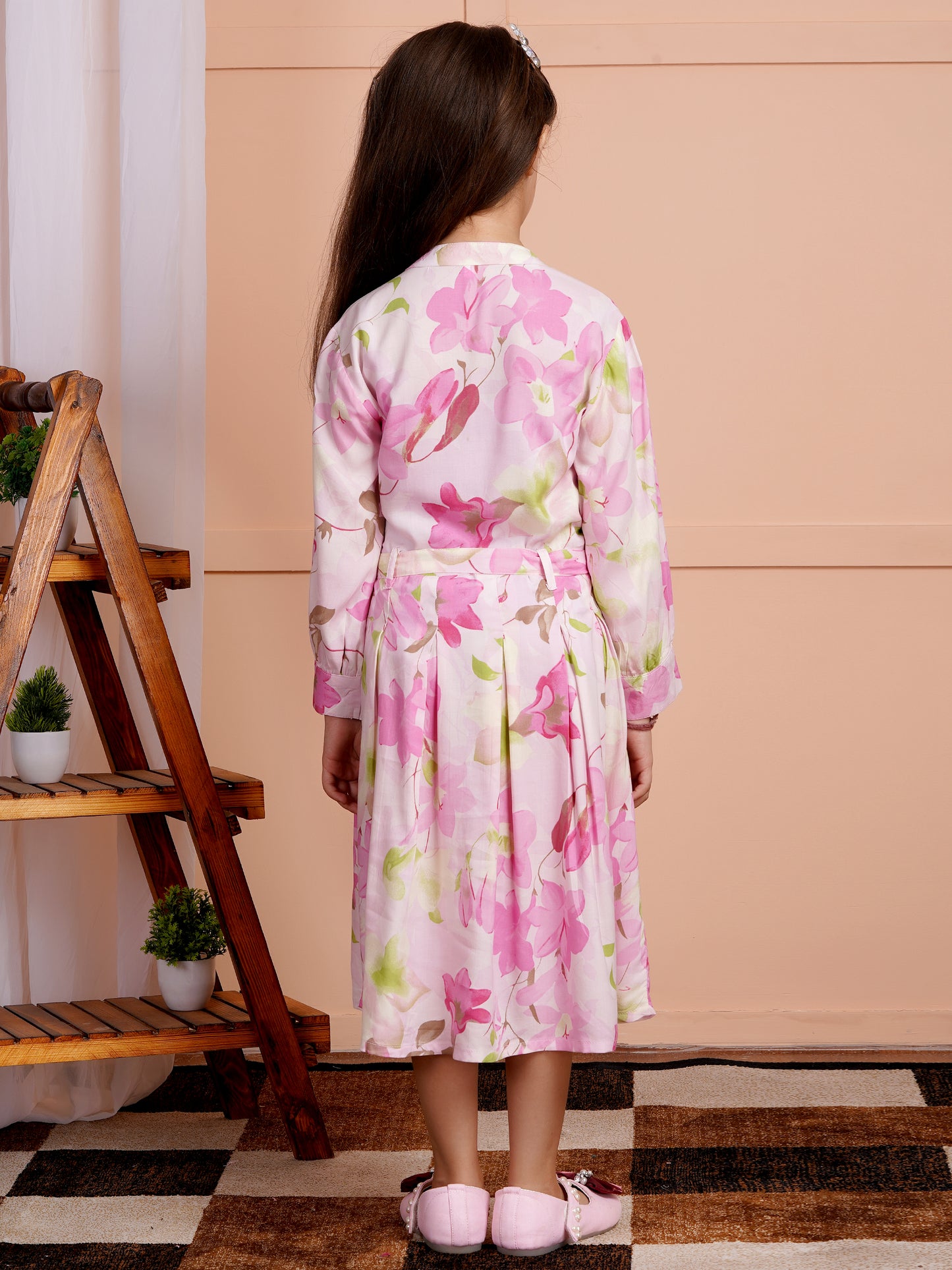 Petal Glow Belted Girl's Dress