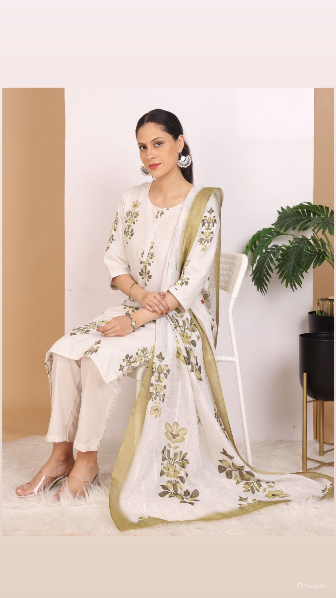 Fresh Floral Pant Set with Dupatta