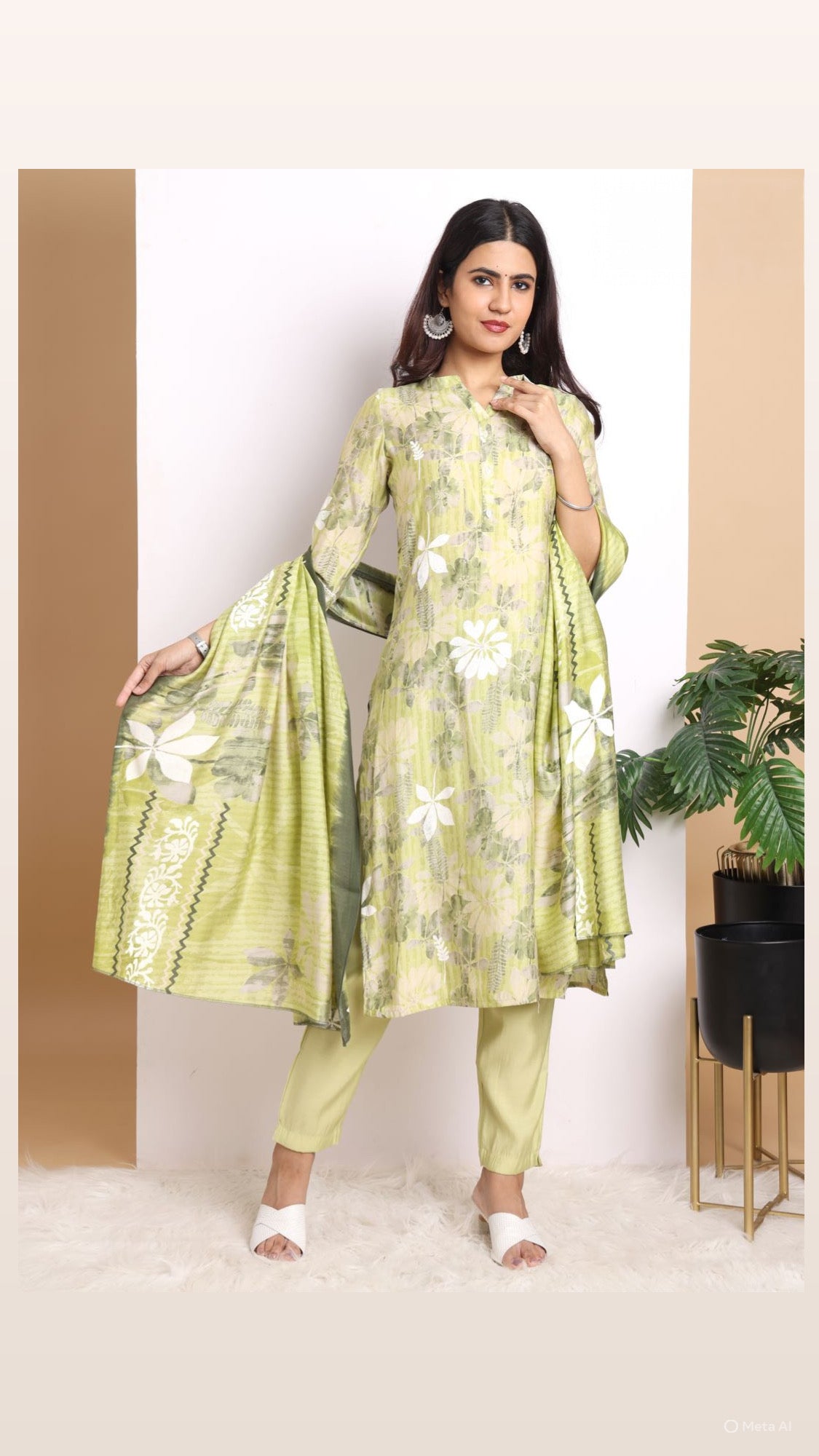 Lime Breeze Pant Set with Dupatta