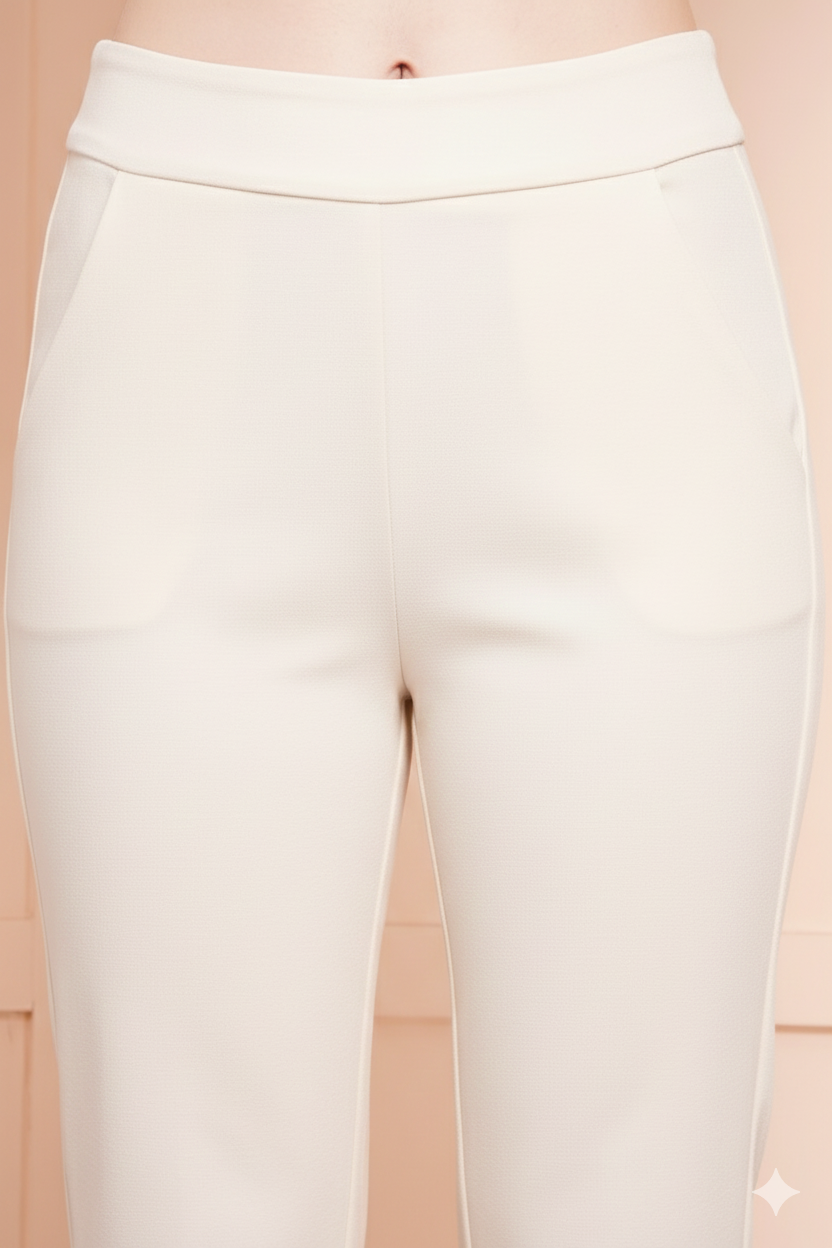 Classic Off White Bell-Bottom Pants