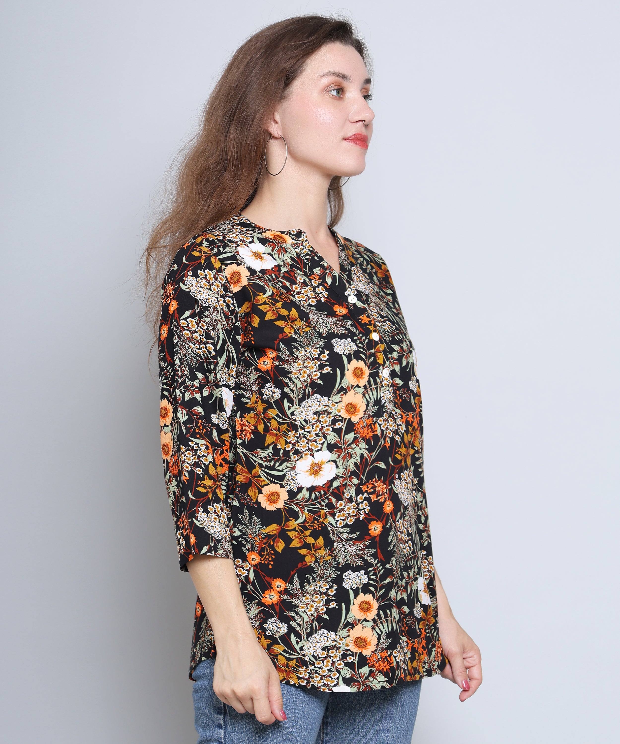 Black Multi-Color Floral Blouse
