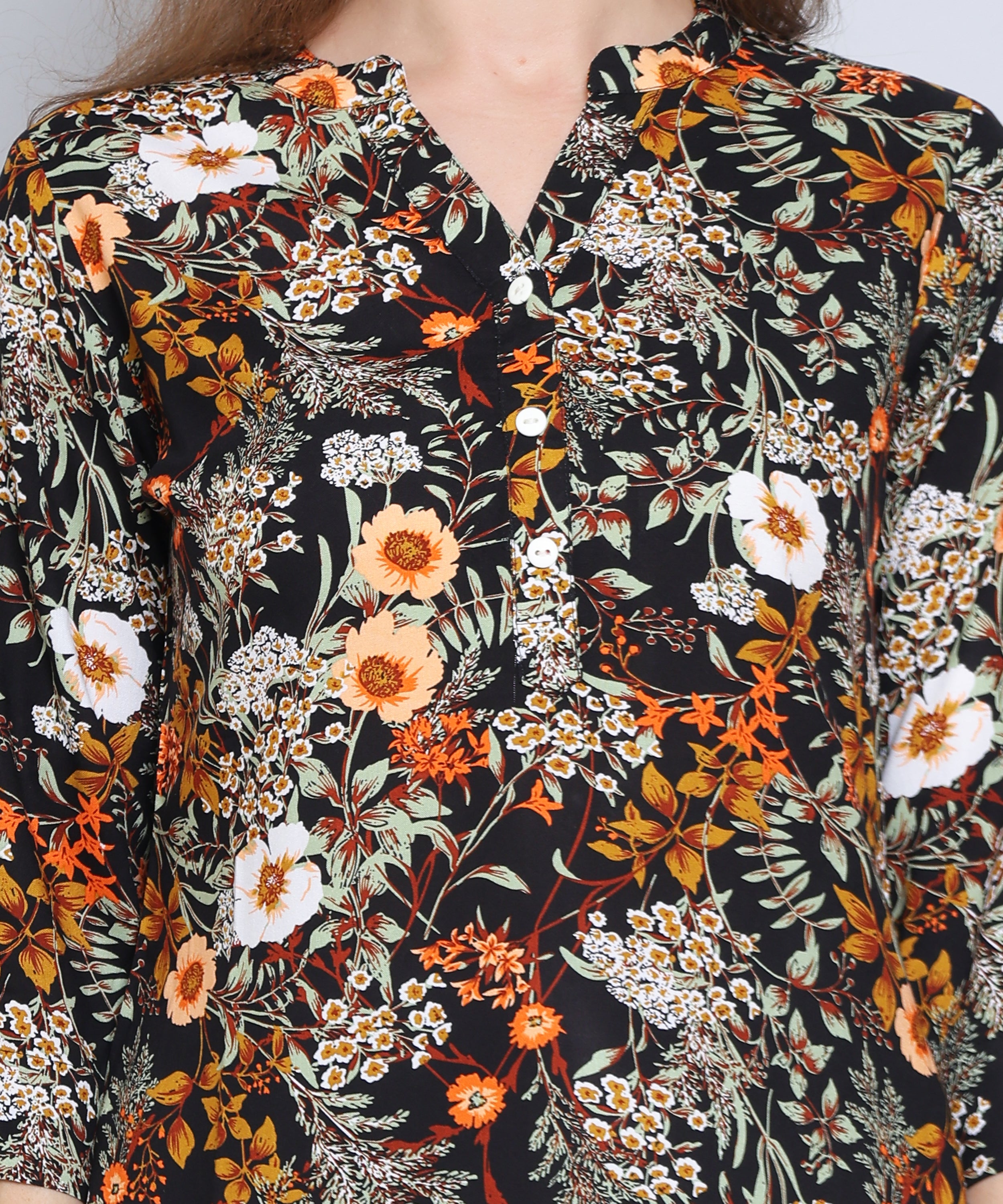 Black Multi-Color Floral Blouse