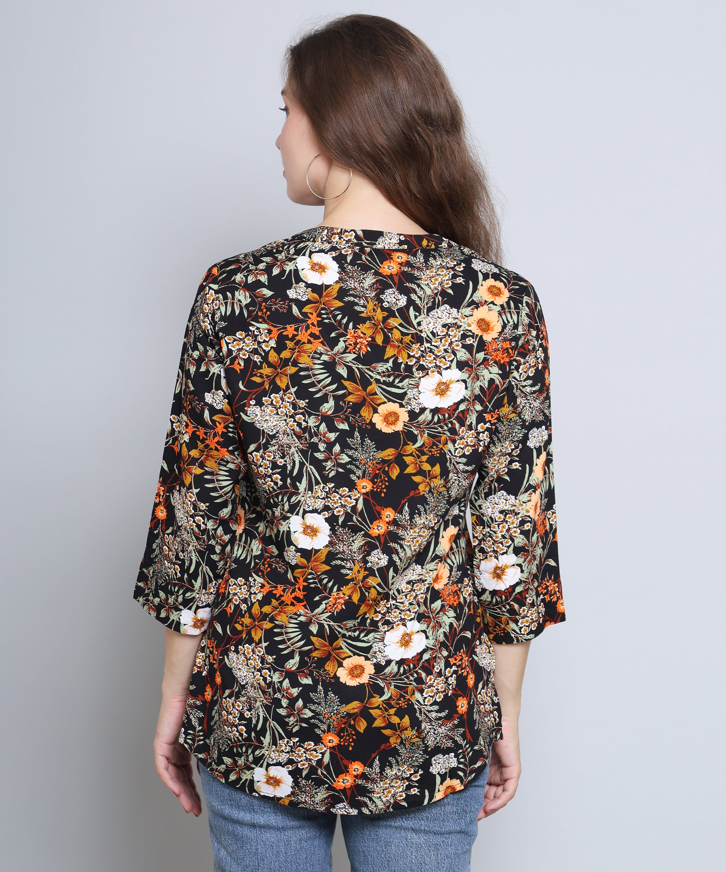 Black Multi-Color Floral Blouse
