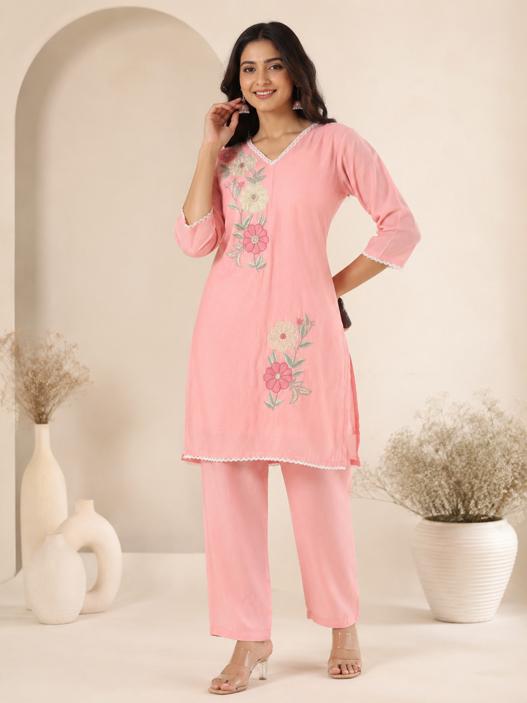Blush Embroidered Fancy Co-ord Set