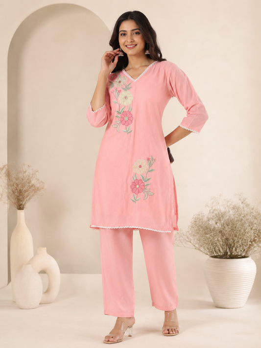 Blush Embroidered Fancy Co-ord Set