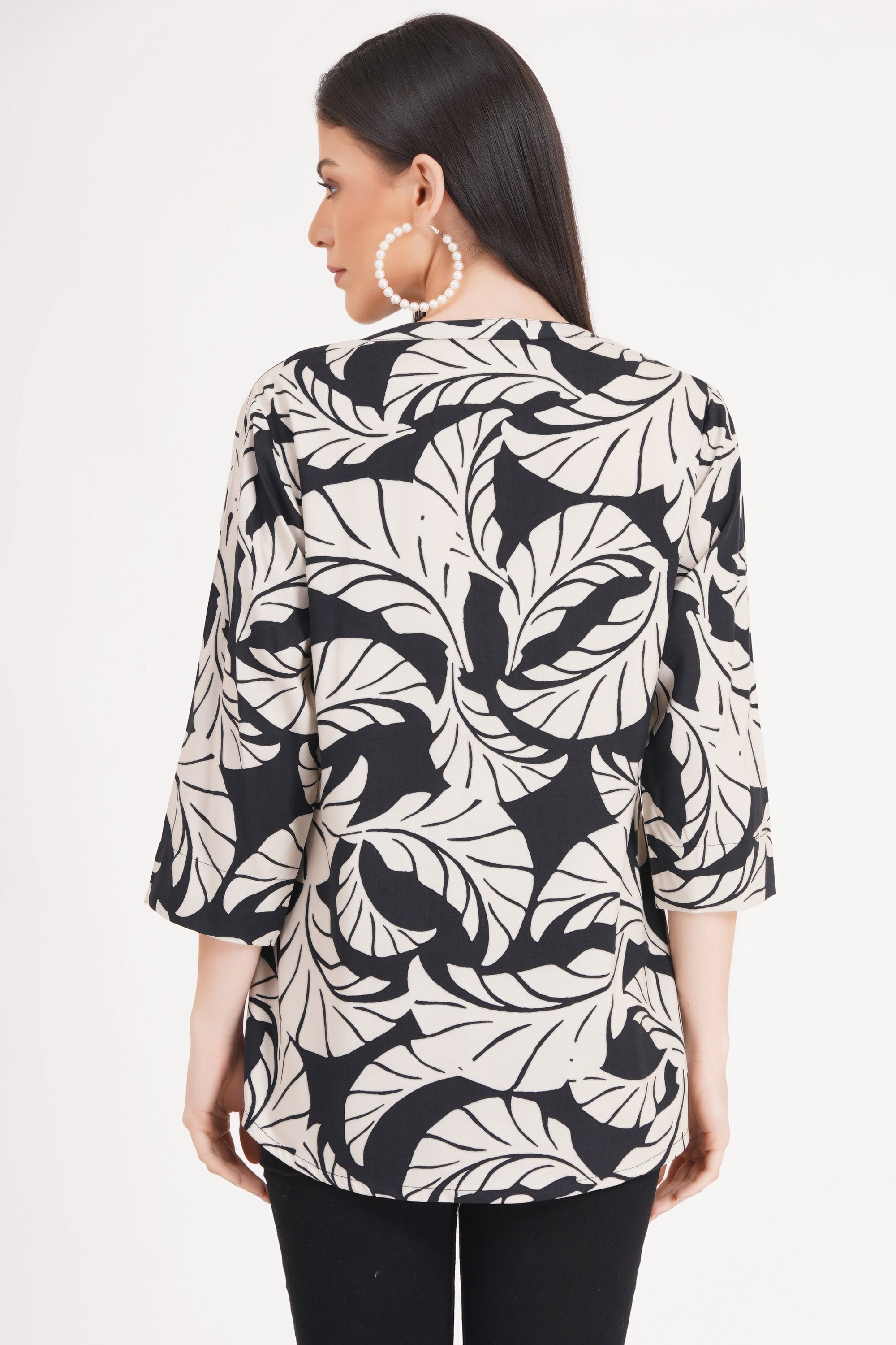 Women's Stylish Foliage Print Tunic