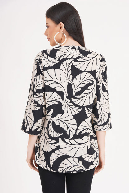 Women's Stylish Foliage Print Tunic