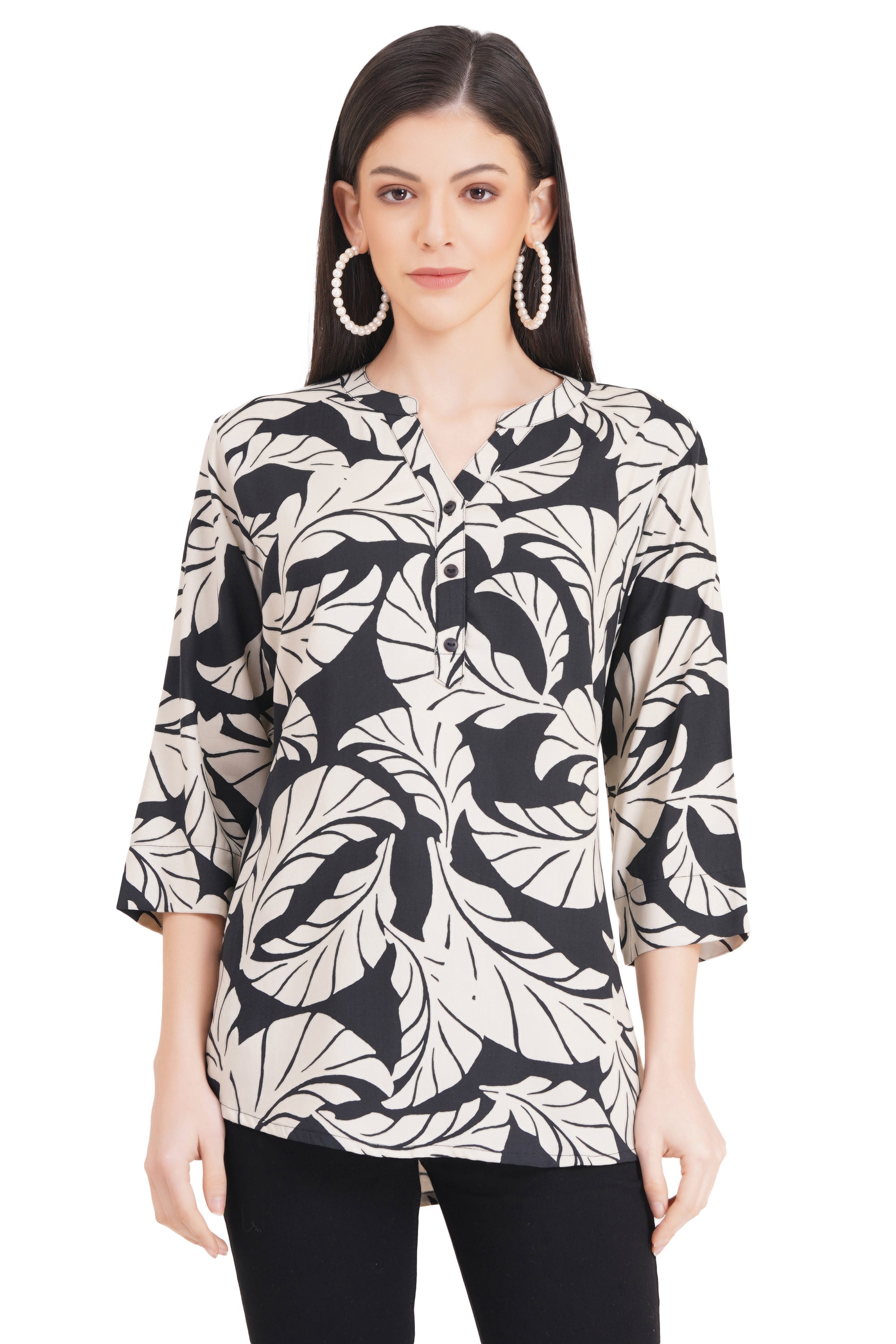 Women's Stylish Foliage Print Tunic