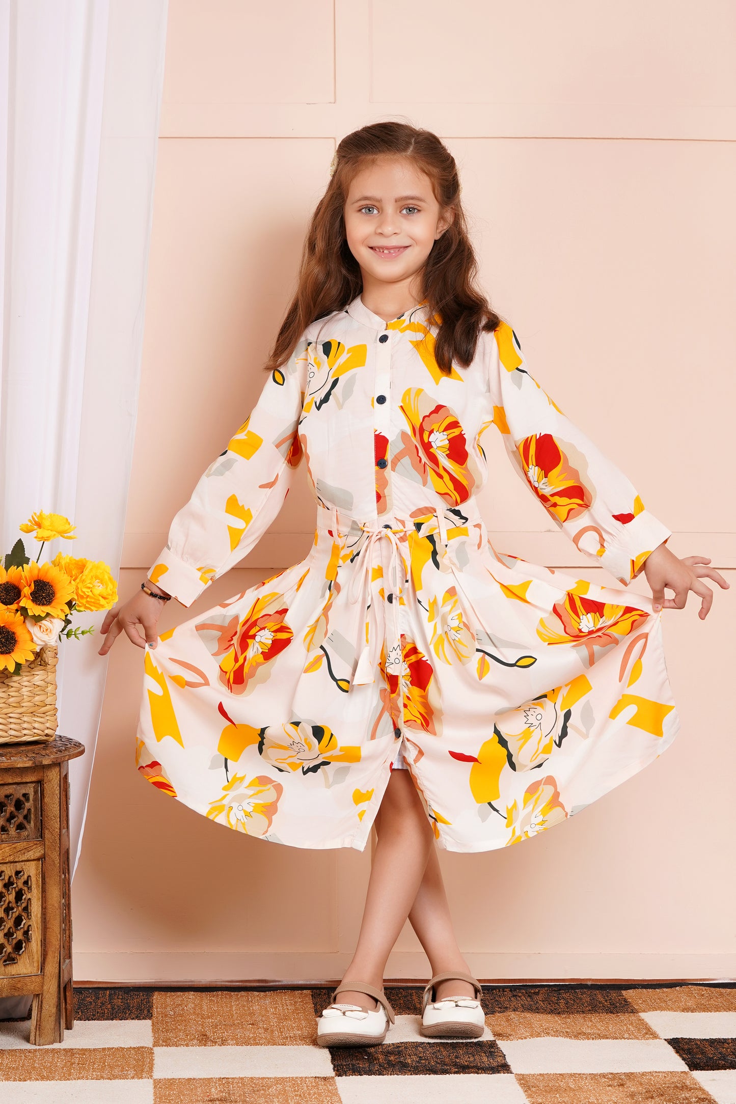 Sunshine Bloom Belted Girl's Dress