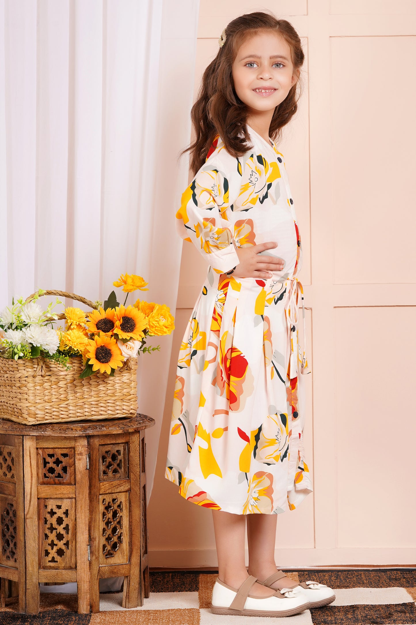 Sunshine Bloom Belted Girl's Dress