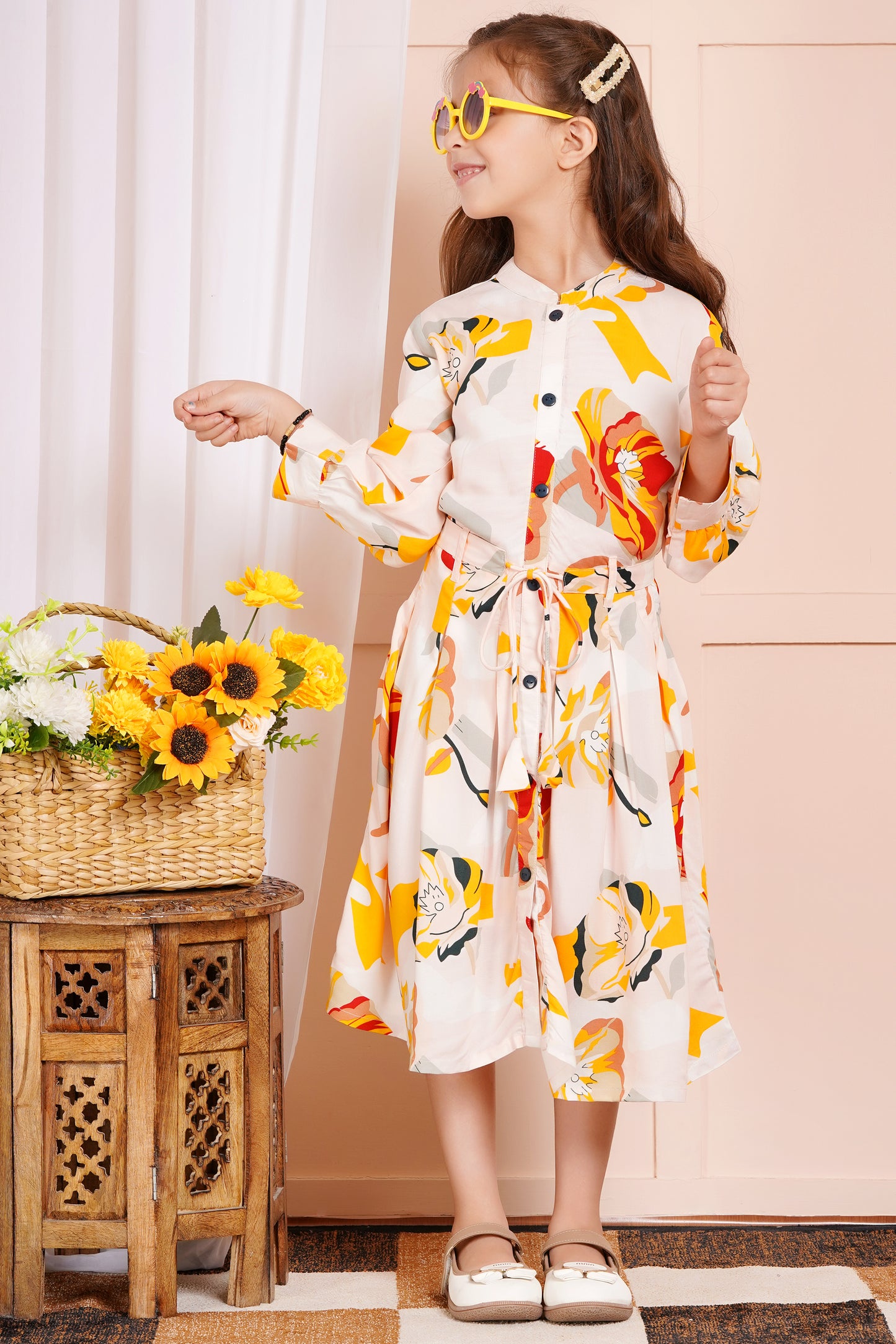 Sunshine Bloom Belted Girl's Dress