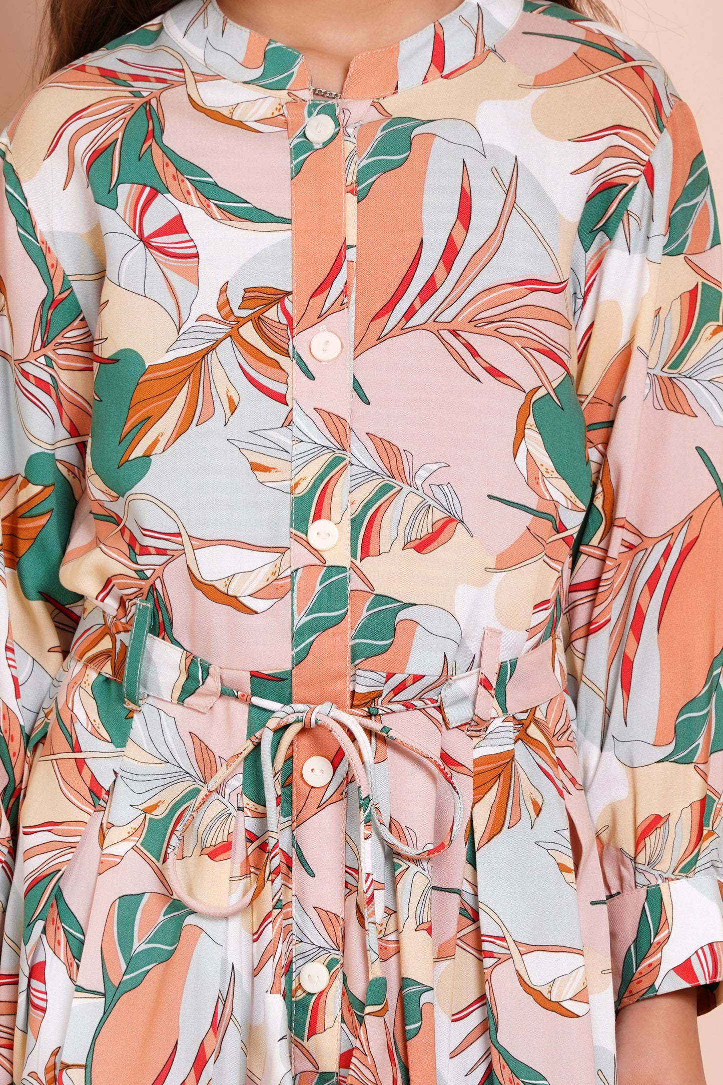 Tropical Bloom Belted Girl's Dress