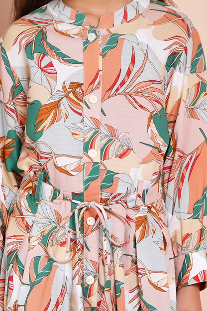Tropical Bloom Belted Girl's Dress