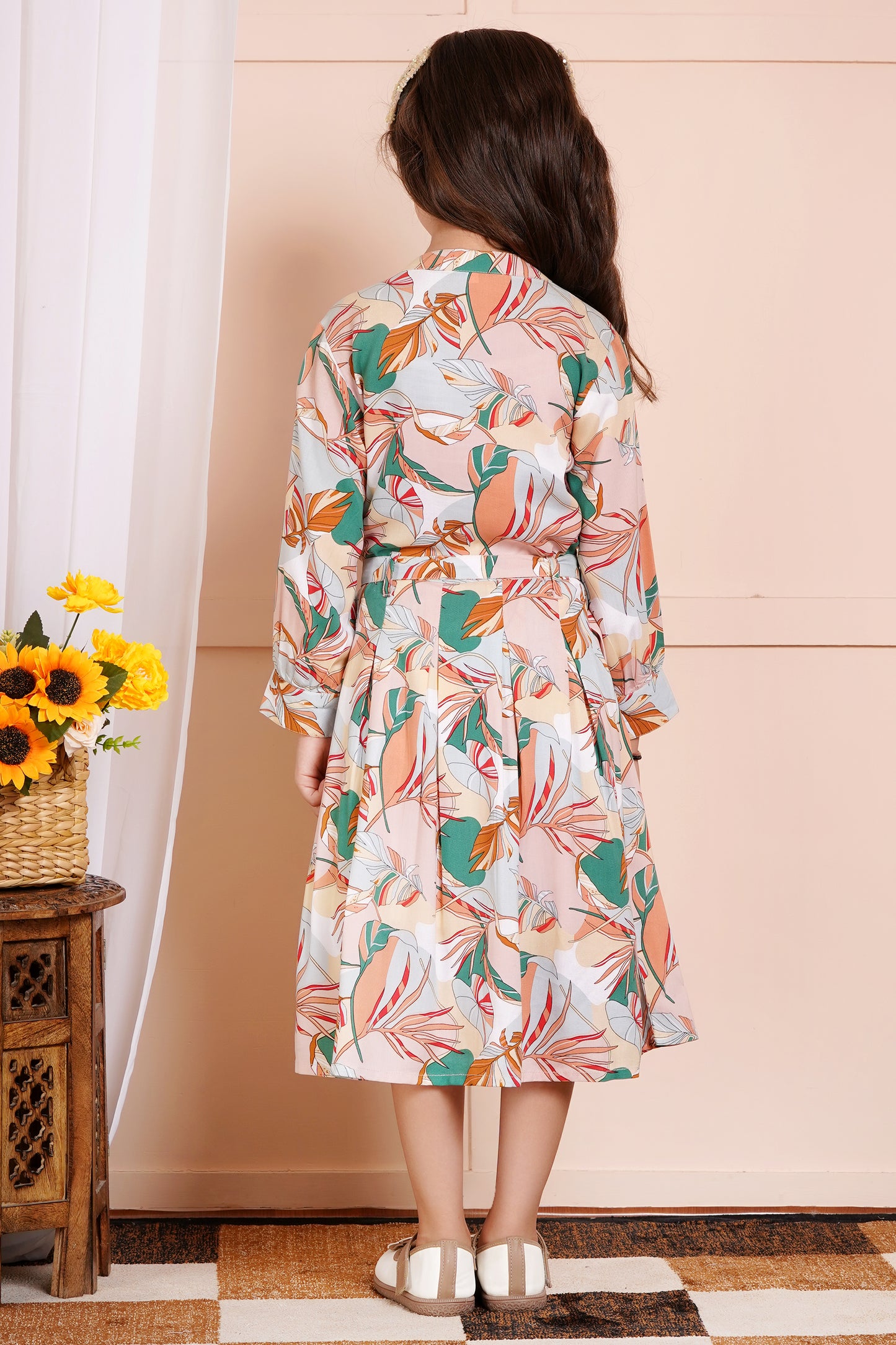 Tropical Bloom Belted Girl's Dress