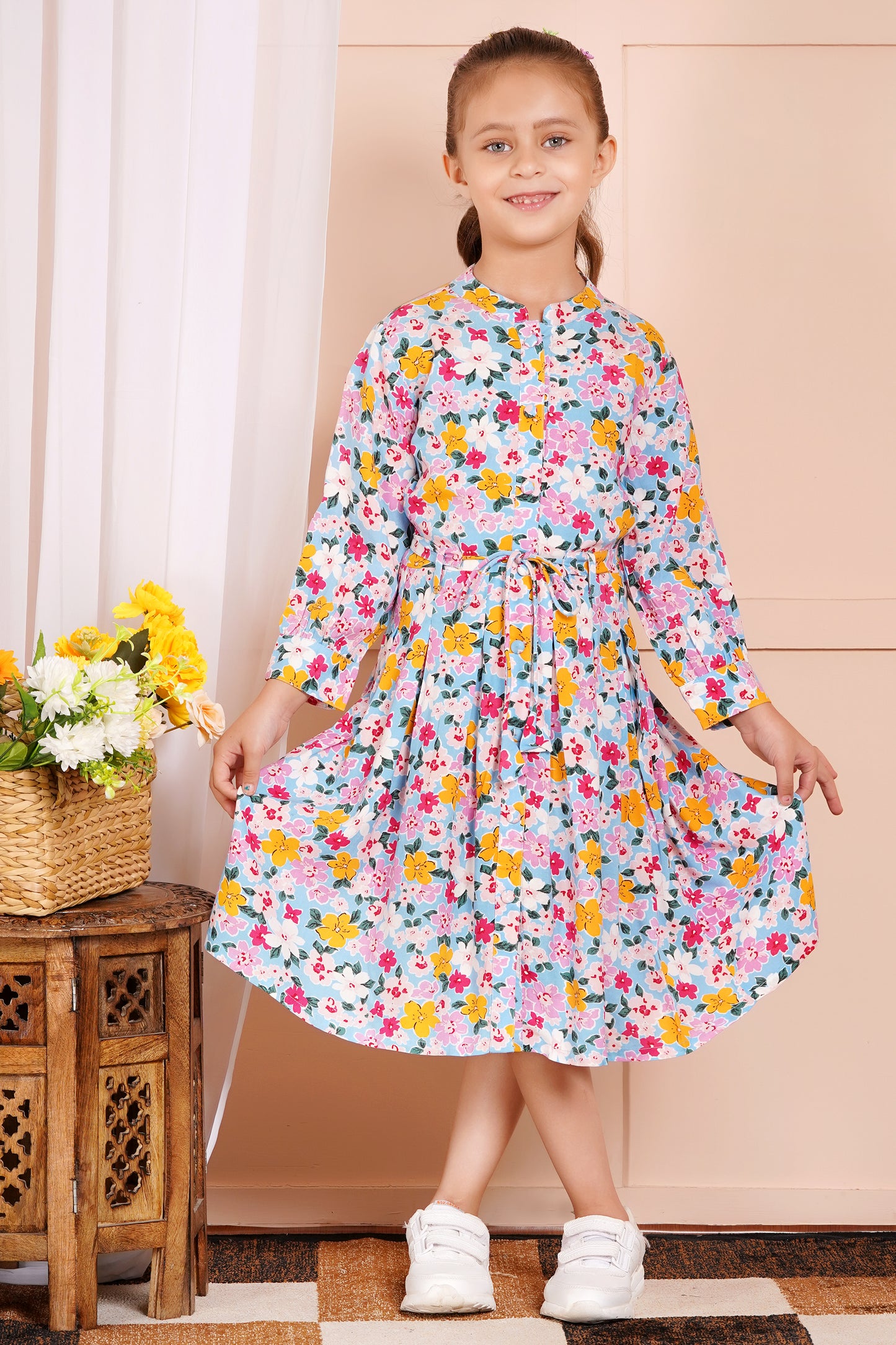 Blossom Breeze Belted Girl's Dress