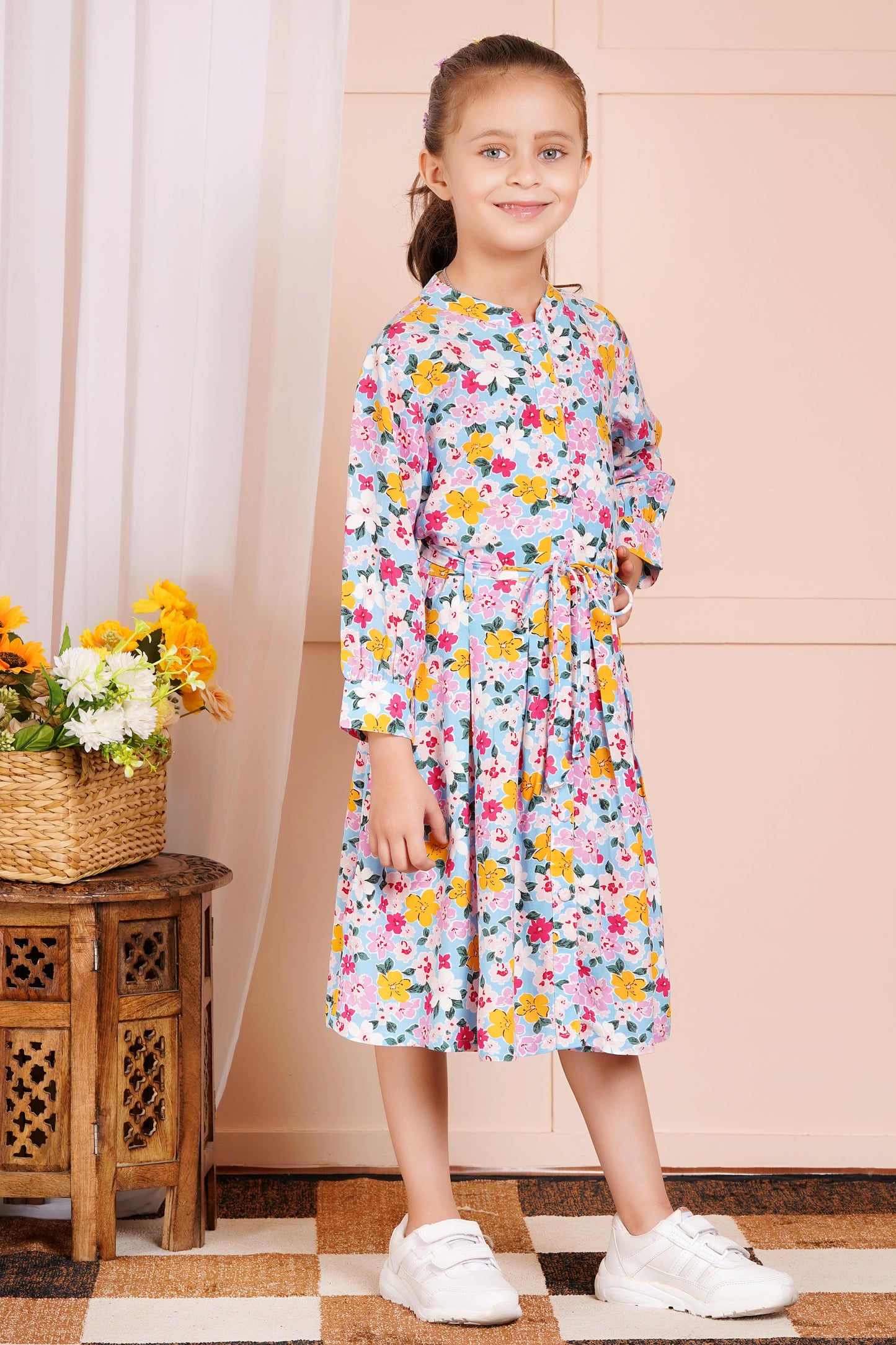 Blossom Breeze Belted Girl's Dress
