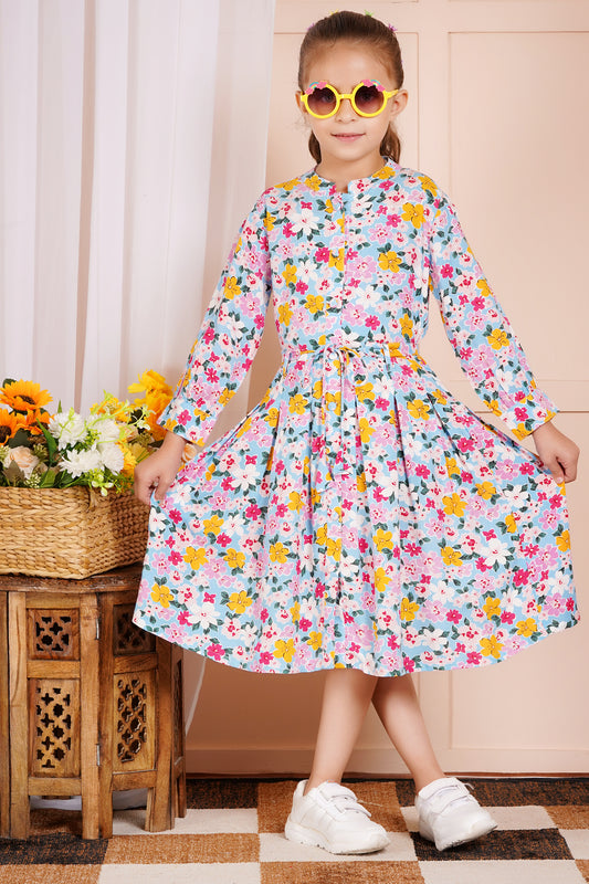 Blossom Breeze Belted Girl's Dress
