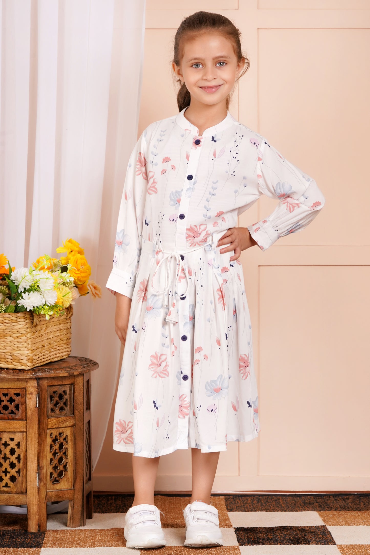 Whimsical Bloom Belted Girl's Dress
