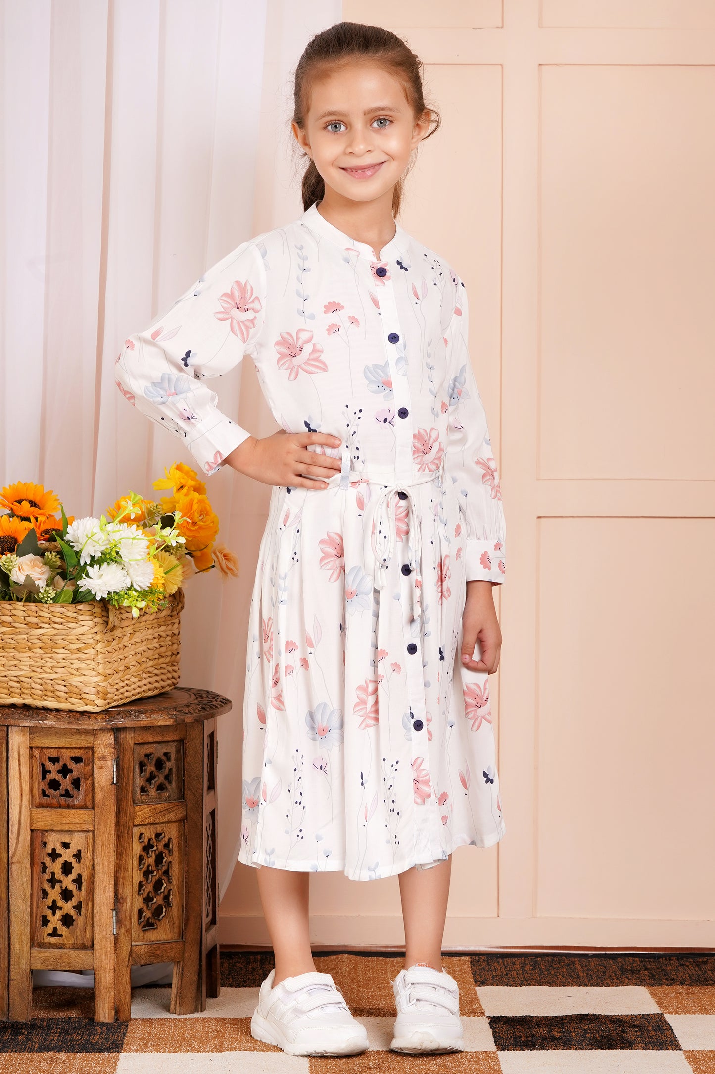 Whimsical Bloom Belted Girl's Dress