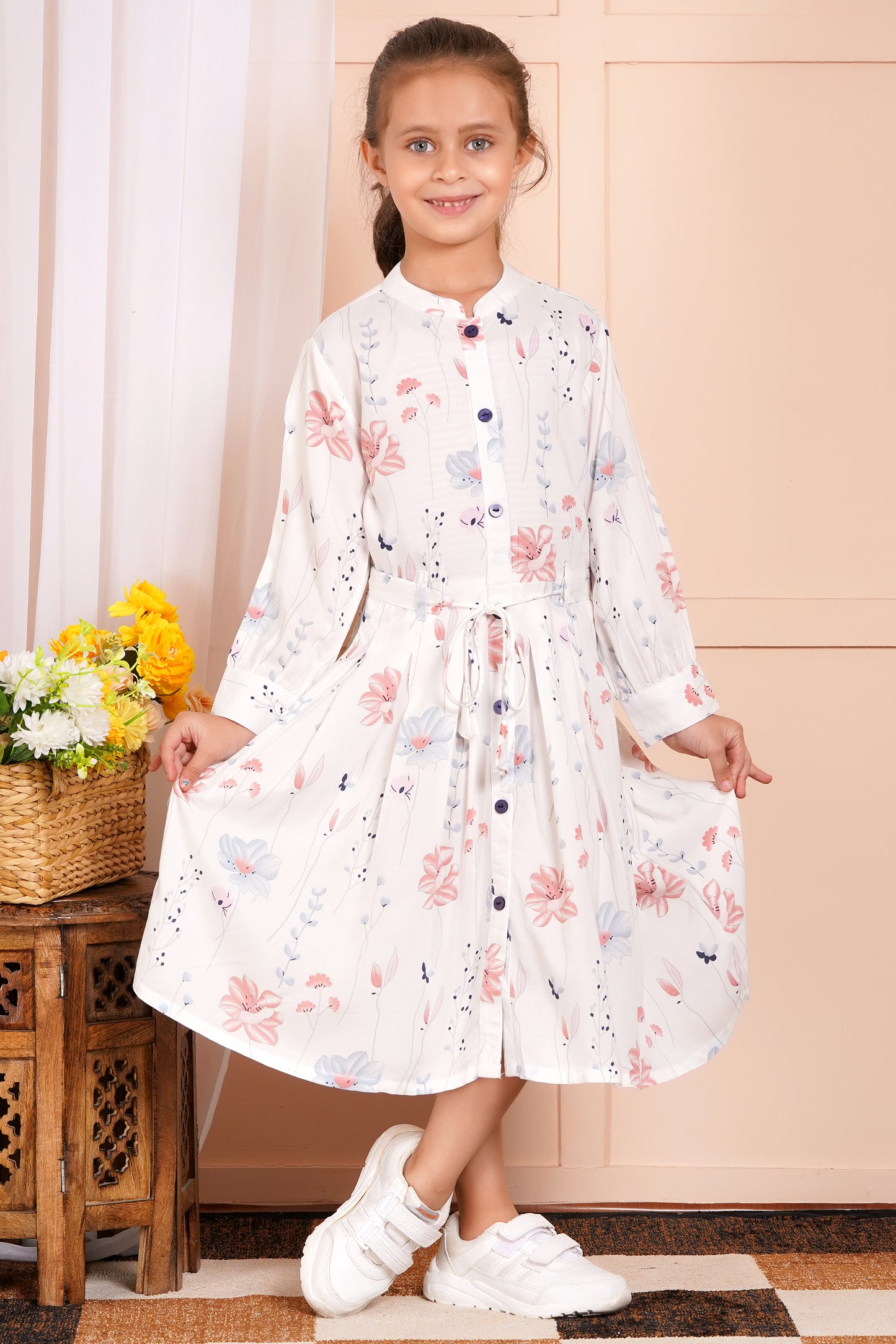 Whimsical Bloom Belted Girl's Dress