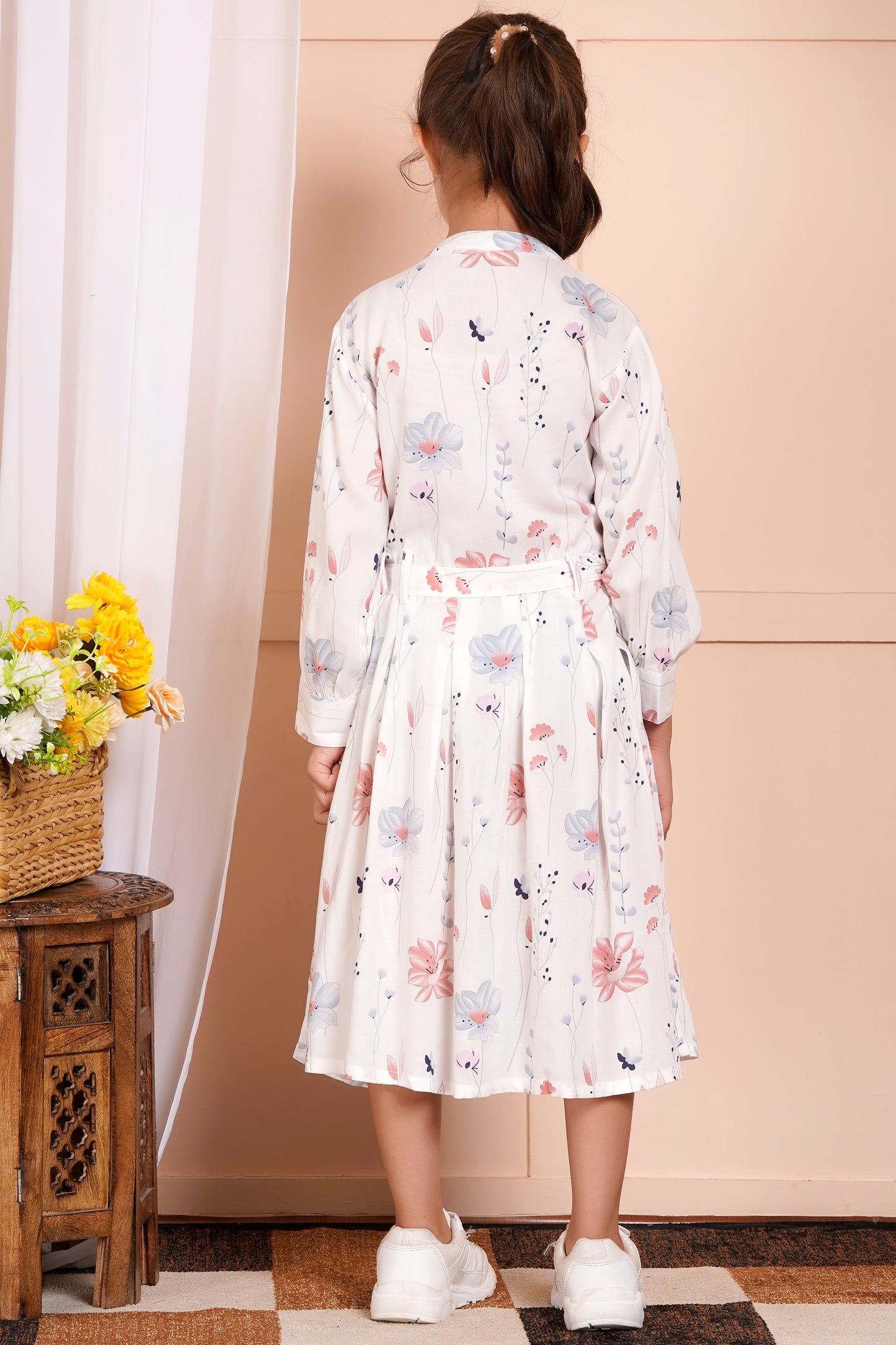 Whimsical Bloom Belted Girl's Dress