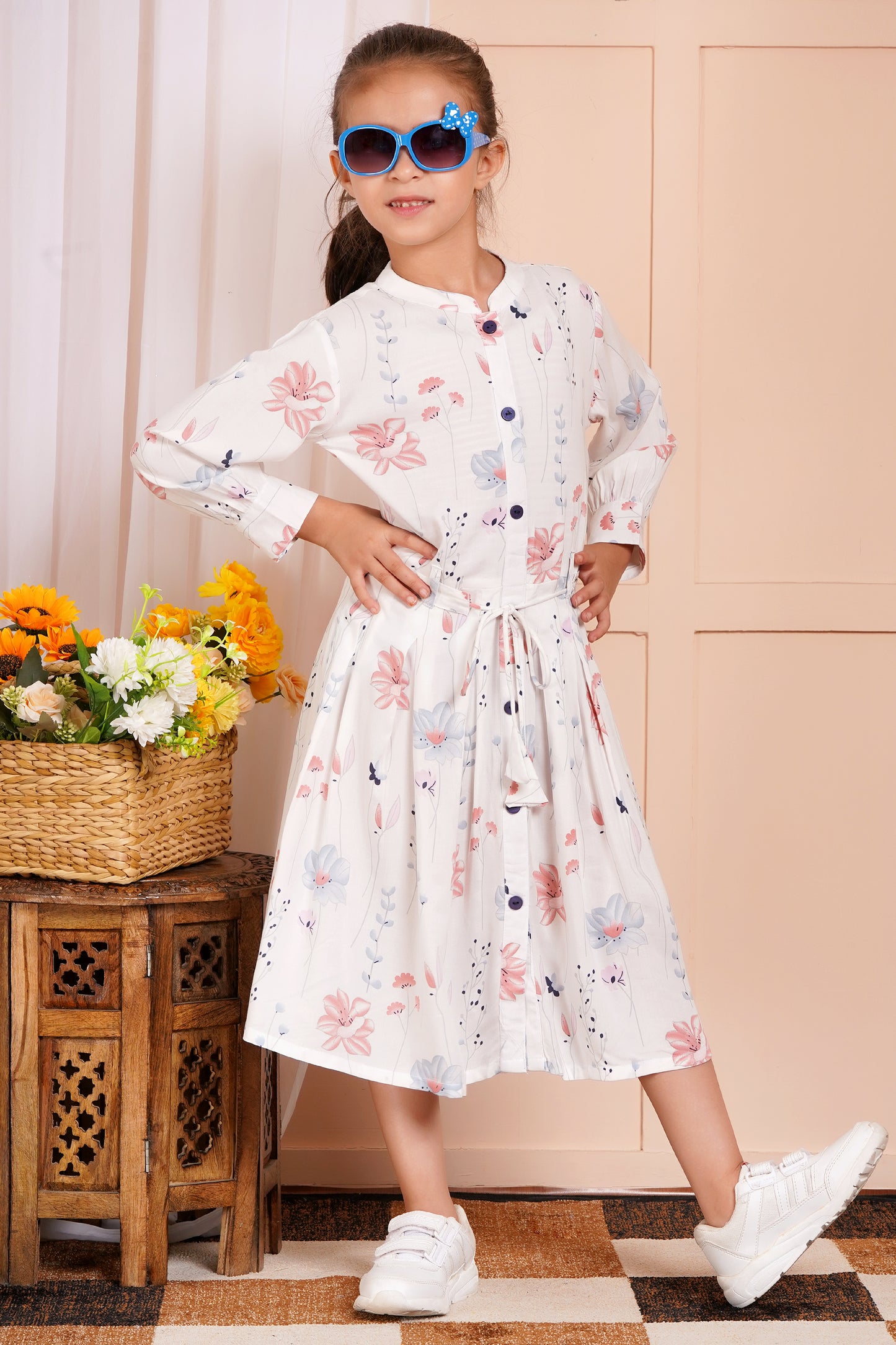 Whimsical Bloom Belted Girl's Dress