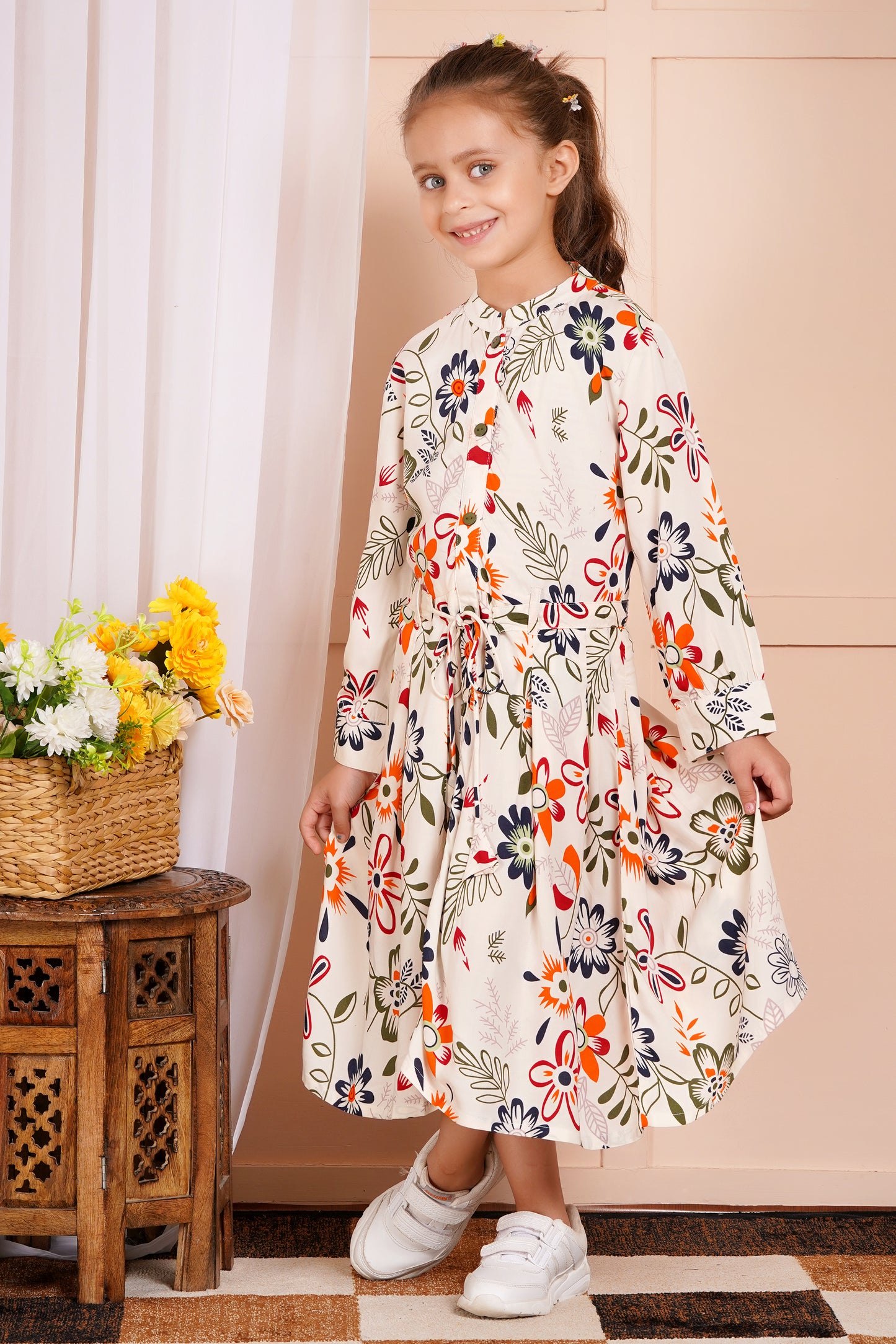 Autumn Bloom Belted Girl's Dress