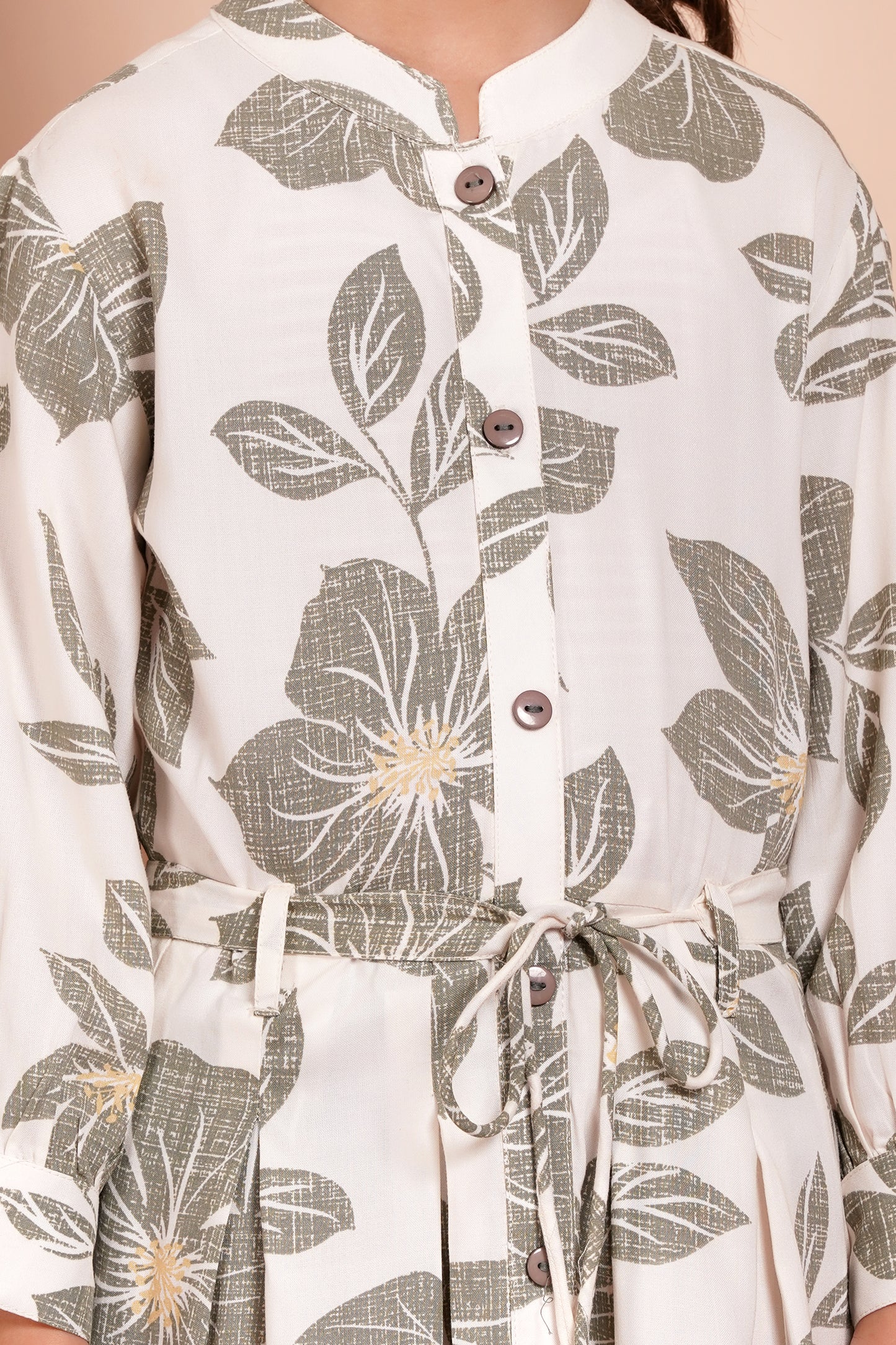 Serene Petals Belted Girl's Dress