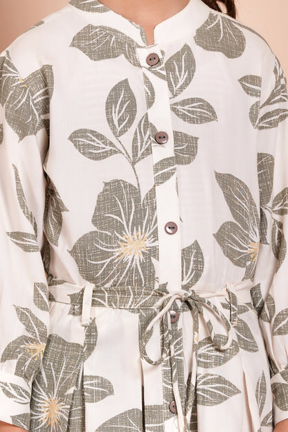 Serene Petals Belted Girl's Dress