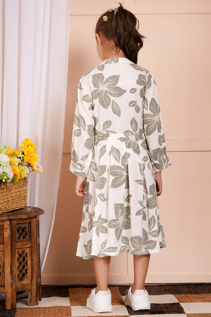 Serene Petals Belted Girl's Dress